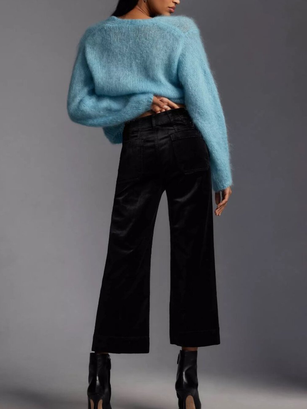 Anthropologie Velvet High-Rise Wide-Leg Cropped Pants